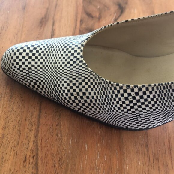 Rare Vintage Charles Jourdan Leather Pumps Black & Ivory Pattern Sz‎ 6 - EUC - Picture 7 of 14